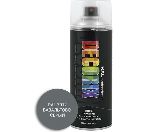 Аэрозольная эмаль Decorix RAL PROFESSIONAL (глянцевая; базальтово-серый RAL 7012; 520 мл) 0138-7012 DX 1