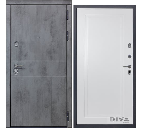 Дверь DIVA 48 (2050x860 мм; правая; бетон темный - Н10 белый софт) УТ-00075127
