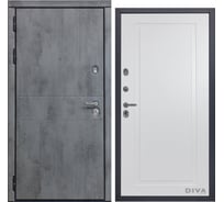 Дверь DIVA 48 (2050x960 мм; левая; бетон темный - Н10 Белый Софт) УТ-00073930