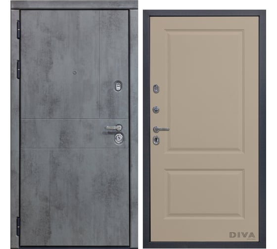 Дверь DIVA 48 (2050x960 мм; левая; бетон темный - Д7 софт шампань) УТ-00075108