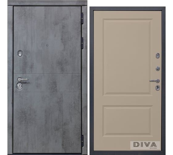 Дверь DIVA 48 (2050x960 мм; правая; бетон темный - Д7 Софт Шампань) УТ-00071722