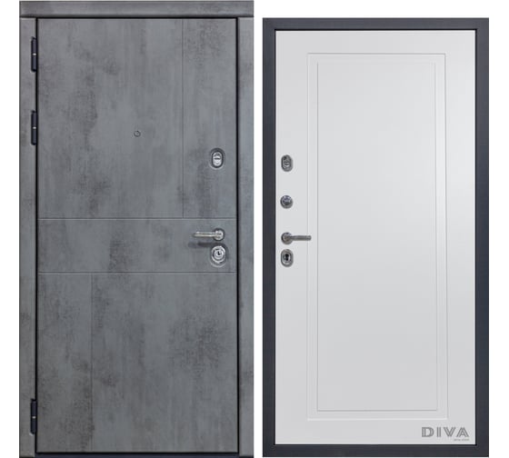 Дверь DIVA 48 (2050x860 мм; левая; бетон темный - Н10; белый софт) УТ-00075126 1