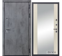 Дверь DIVA 48 (2050x860 мм; зеркало; правая; бетон темный - Д15 софт шампань) УТ-00074255