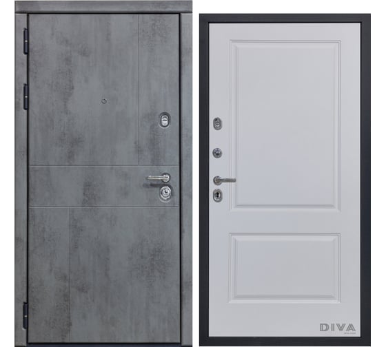 Дверь DIVA 48 (2050x860 мм; левая; бетон темный - Д7 Белый Софт) УТ-00073614 1