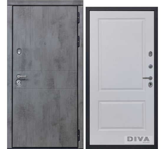 Дверь DIVA 48 (2050x960 мм; правая; бетон темный - Д7 белый софт) УТ-00071620