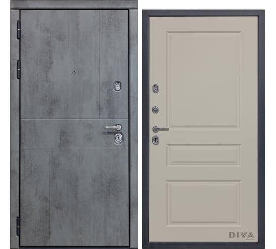 Дверь DIVA 48 (2050x860 мм; левая; бетон темный - Д13; софт шампань) УТ-00075112