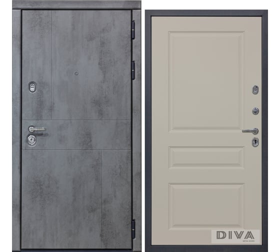 Дверь DIVA 48 (2050x960 мм; правая; бетон темный - Д13 Софт шампань) УТ-00075110