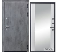 Дверь DIVA 48 (2050x860 мм; зеркало; правая; бетон темный - Д15 белый софт) УТ-00073502