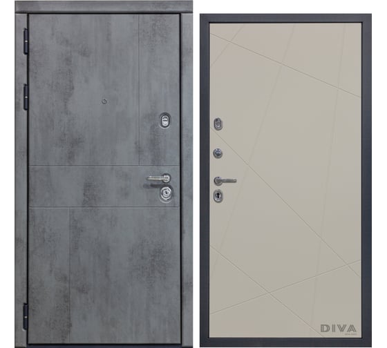 Дверь DIVA 48 (2050x960 мм; левая; бетон темный - Д11 Софт шампань) УТ-00075125