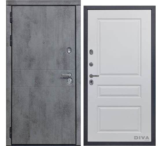 Дверь DIVA 48 (2050x860 мм; левая; бетон темный - Д13 белый софт) УТ-00074179 1