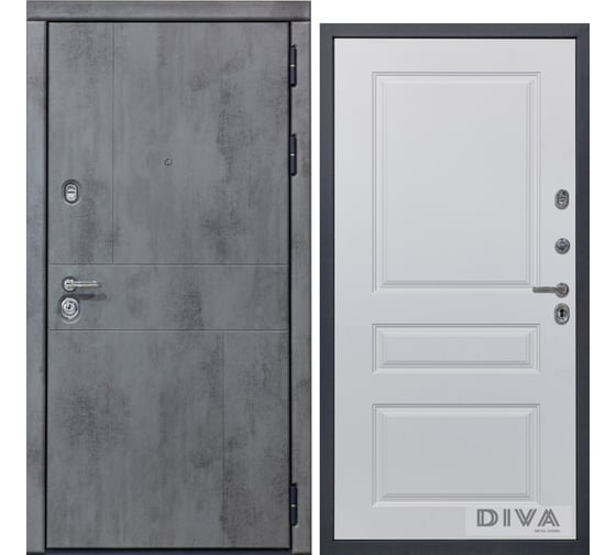 Дверь DIVA 48 (2050x860 мм; правая; бетон темный - Д13 Белый Софт) УТ-00072223