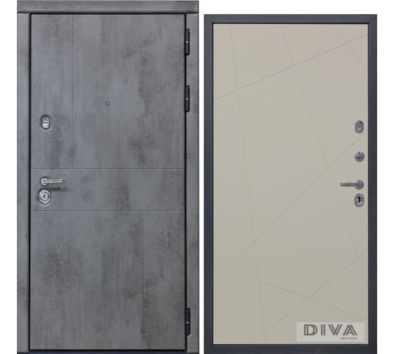 Дверь DIVA 48 (2050x860 мм; правая; бетон темный - Д11 Софт шампань) УТ-00072690