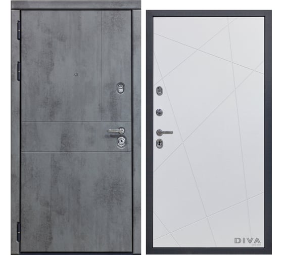 Дверь DIVA 48 (2050x960 мм; левая; бетон темный - Д11 Белый Софт) УТ-00073374