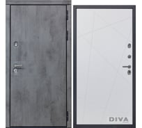 Дверь DIVA 48 (2050x860 мм; правая; бетон темный - Д11 белый софт) УТ-00071917