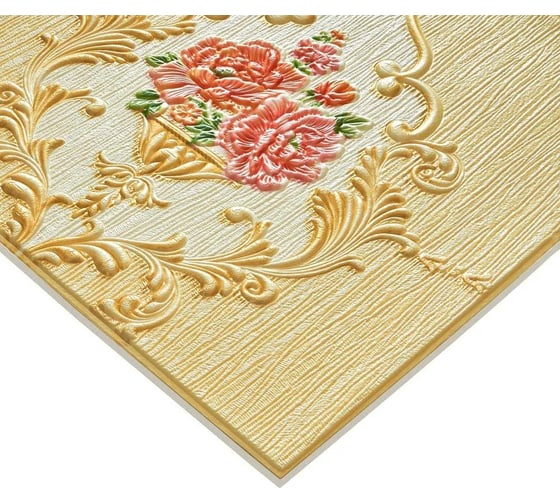 Мягкая самоклеящаяся 3D панель LAKO Барокко (бежевый 4; 70x70 см) LKD-1032