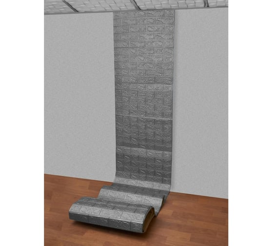 Мягкая самоклеящаяся 3D панель LAKO Кирпич (серебристо-серый; рулон; 70x600 см) LKD-01-04-114-RU