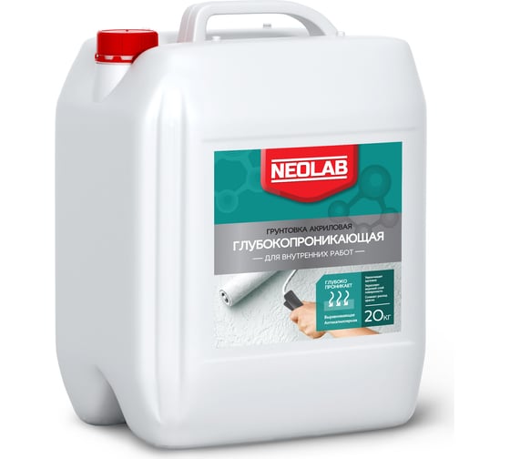 Глубокопроникающая грунтовка NEOLAB для внутренних работ, акриловая, 20 кг 700039