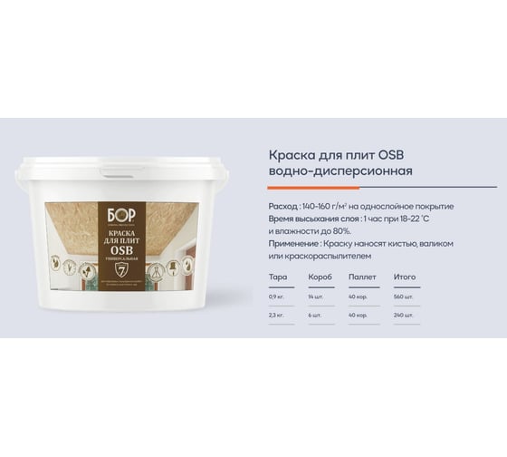 Универсальная краска для плит OSB Бор (ведро; 25 кг) 4690417096039