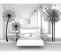 Фотообои ООО Первое ателье 3d абстракции цветы "Тоннель с одуванчиками и деревом" 400x250 см pw96244-4