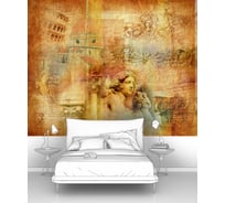 Фотообои ООО Первое ателье абстракции город "Коллаж с архитектурой в красном цвете", 125x100 см pw28868-1