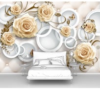 Фотообои ООО Первое ателье 3d абстракции цветы "Розы с кругами на ромбовидном фоне", 200x140 см pw94433-2