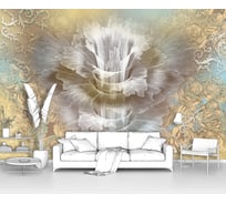 Фотообои ООО Первое ателье абстракции цветы "Большой прозрачный цветок с узором из роз и листьев" 300х195 см pw94445-3