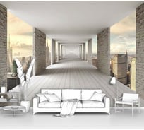 Фотообои ООО Первое ателье 3d абстракции город "Бесконечный туннель над мегаполисом" 300x225 см pw146296-3