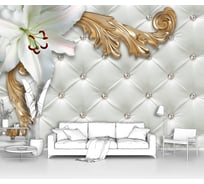 Фотообои ООО Первое ателье 3d абстракции цветы "Лилия с золотого цвета лепестками на фоне белой кожи" 145х100 см pw73846-1