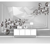 Фотообои ООО Первое ателье 3d абстракции "Летящие металлические шарики в тоннеле" 300x210 см pw140484-3