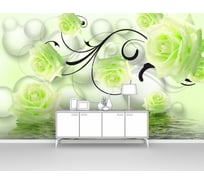 Фотообои ООО Первое ателье 3d абстракции цветы "Зеленые розы с черным узором с отражением в воде" 160х100 см pw94030-1