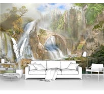 Фотообои ООО Первое ателье фреска природа "Пейзаж с невероятными водопадами и мостом", 150x100 см pw28582-1