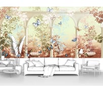 Фотообои ООО Первое ателье "Бабочки и арки с колоннами на фоне цветущих зарослей", 400x200 см pw94431-4