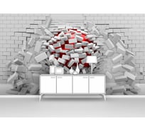 Фотообои ООО Первое ателье 3d абстракции кирпич "Шар, пробивающий кирпичную стену" 200x125 см pw73843-2