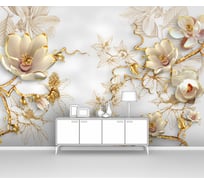 Фотообои ООО Первое ателье 3d абстракции цветы "Хрупкие фарфоровые цветы на белом фоне" 300x205 см pw73840-3