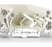 Фотообои ООО Первое ателье 3d абстракции "Ограненные шары у абстрактных конструкций" 200x115 см pw139726-2