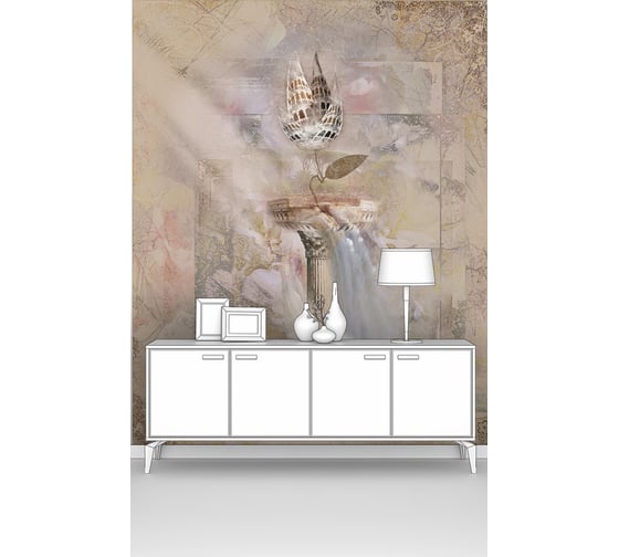 Фотообои ООО Первое ателье абстракции "Абстрактная фреска с железным цветком-городом" 200x250 см pw28534 1