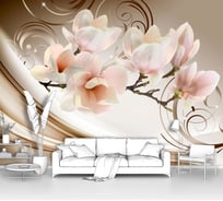 Фотообои ООО Первое ателье 3d абстракции цветы "Веточка орхидеи на шелковом фоне", 200x160 см pw140485-2