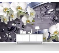 Фотообои ООО Первое ателье 3d абстракции цветы "Орхидеи с металлическими стружками", 200x140 см pw141435-2