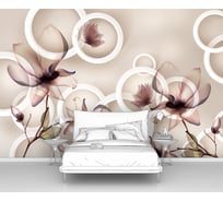 Фотообои ООО Первое ателье 3d абстракции "Полупрозрачные абстрактные цветы на фоне кругов", 300x205 см pw73839-3