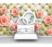 Фотообои ООО Первое ателье 3d абстракции цветы "Маленькие розы и круги на кожаном фоне", 300x190 см pw73845-3