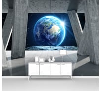 Фотообои 3d космос ООО Первое ателье "Вид Земли сквозь арочную конструкцию из бетона" 300x240 ШxВ pw94754-3
