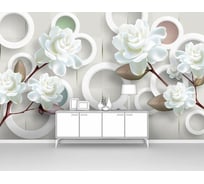 Фотообои 3d абстракции цветы ООО Первое ателье "Кустовая роза с кругами на бересте" 400x250 ШxВ pw95181-4