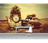 Фотообои машина ООО Первое ателье "Ретро автомобиль врезается в бетонную руку времени" 400x250 ШxВ pw94976-4