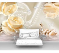 Фотообои 3d абстракции цветы ООО Первое ателье "Крупные кремовые розы с лебедями" 400x265 ШxВ pw96292-4