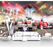 Фотообои машина город ООО Первое ателье "Гонки Формулы на фоне Живописного моста и ночного города" pw72268