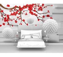 Фотообои 3d ООО Первое ателье "Красная ветка с колючими шарами" (абстракции; цветы; 300x190 см) pw96139-3