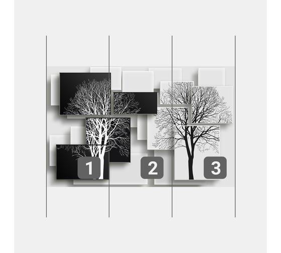 Фотообои 3d ООО Первое ателье "Черно-белые деревья на фоне" (абстракции; дерево; 190х300 см) pw94413-3