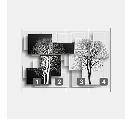 Фотообои 3d ООО Первое ателье "Черно-белые деревья на фоне" (абстракции; дерево; 250х400 см) pw94413-4
