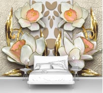 Фотообои 3d ООО Первое ателье "Фарфоровые цветы с лепестками-стрелками" (абстракции; 300x225 см) pw73802-3