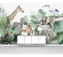 Фотообои ООО Первое ателье "Акварельные джунгли с дикими африканскими животными" (животные; 400x260 см) pw141429-4